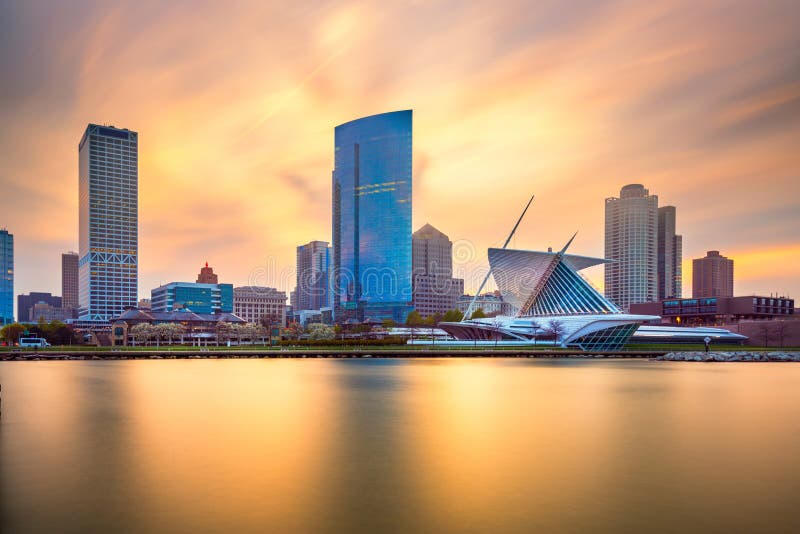 Milwaukee skyline at golden hour